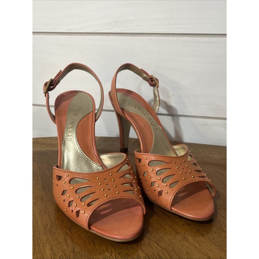 Gianni Bini | Roseanne Leather Upper Burnt Orange Heels Size 7.5